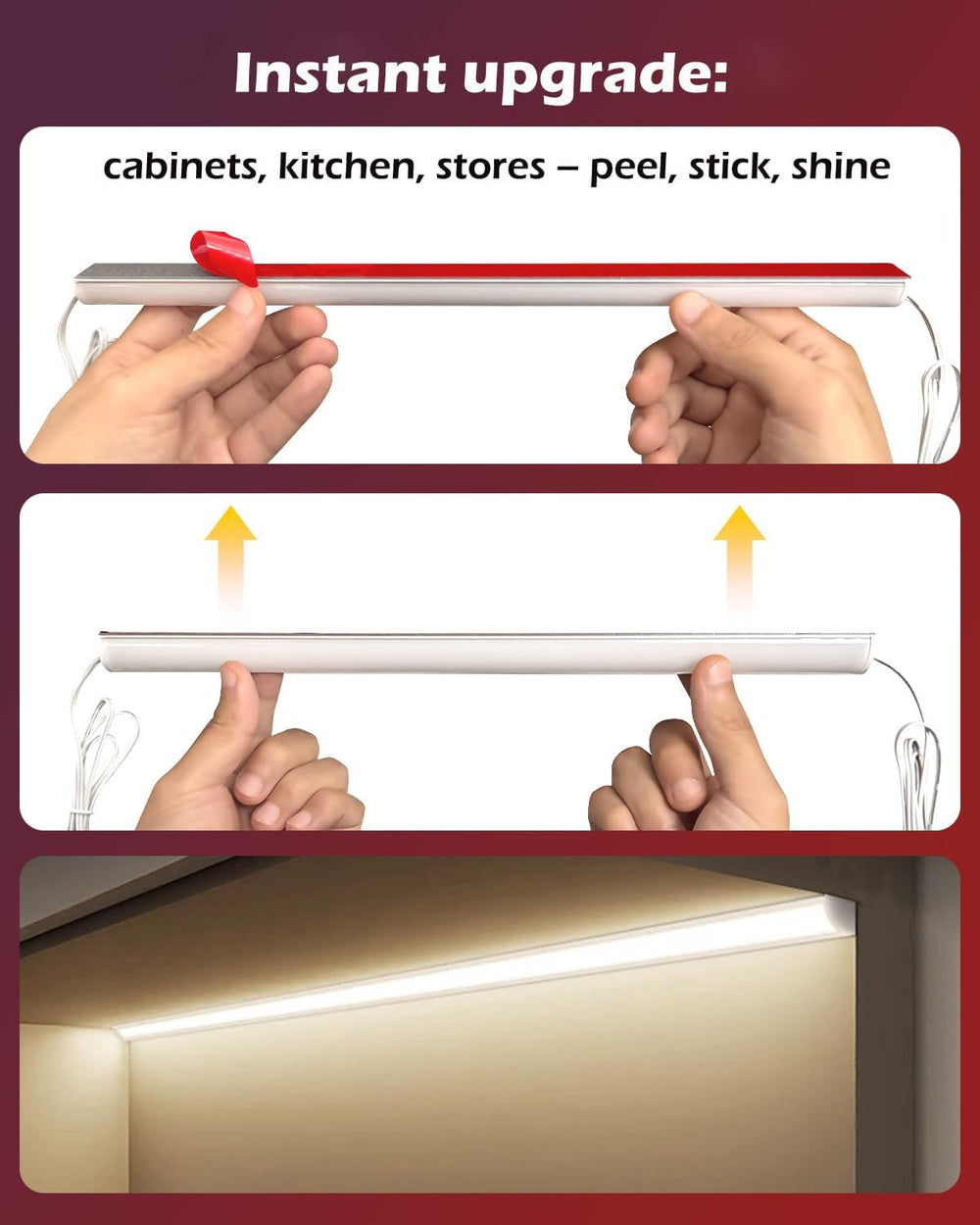 Cefrank Under Cabinet Lighting, 8-Pack 12in Linkable V-Shape LED Bars 3000K