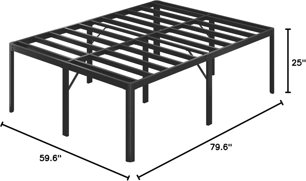 Lutown-Teen 25 Inch High Queen Bed Frame with Rounded Corner Legs, Heavy Duty...