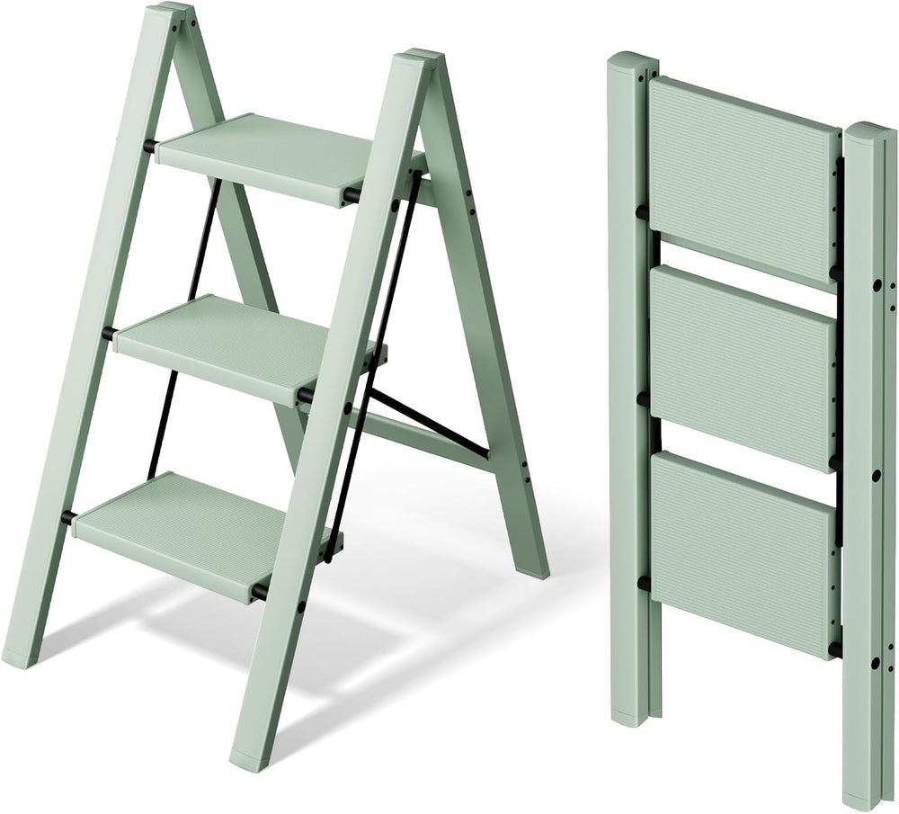 Mayi Plus 3 Step Stool Foldable, Aluminum, Lightweight Step Ladder