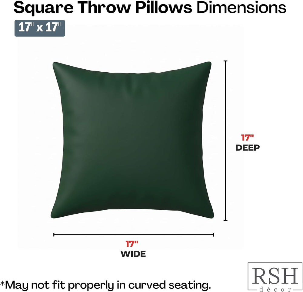 Square Throw Pillows Set of 4, 17” x 17”, All-Weather Spun Fabric, Water and ...
