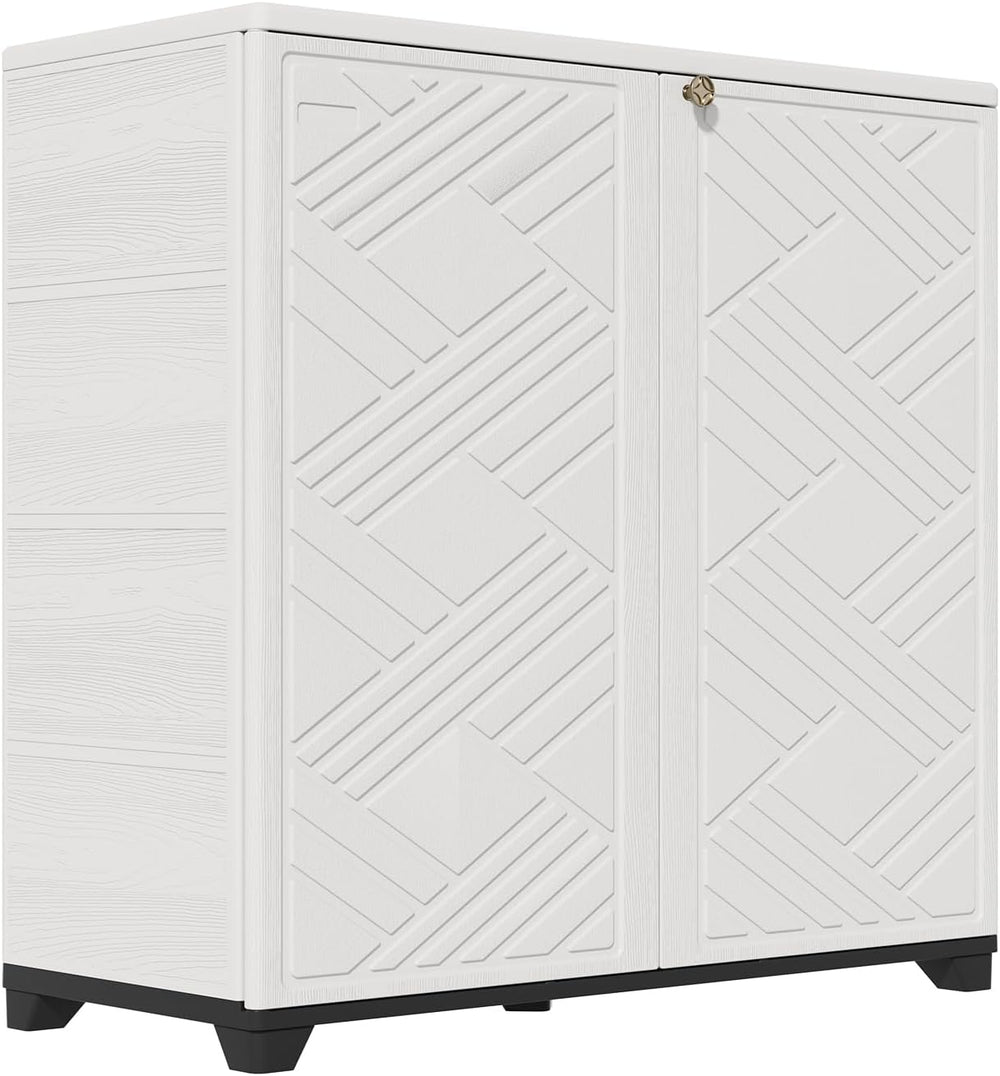 HOMSPARK Indoor/Outdoor Storage Cabinet with Doors and 2 Metal Shelves, 34”x1...