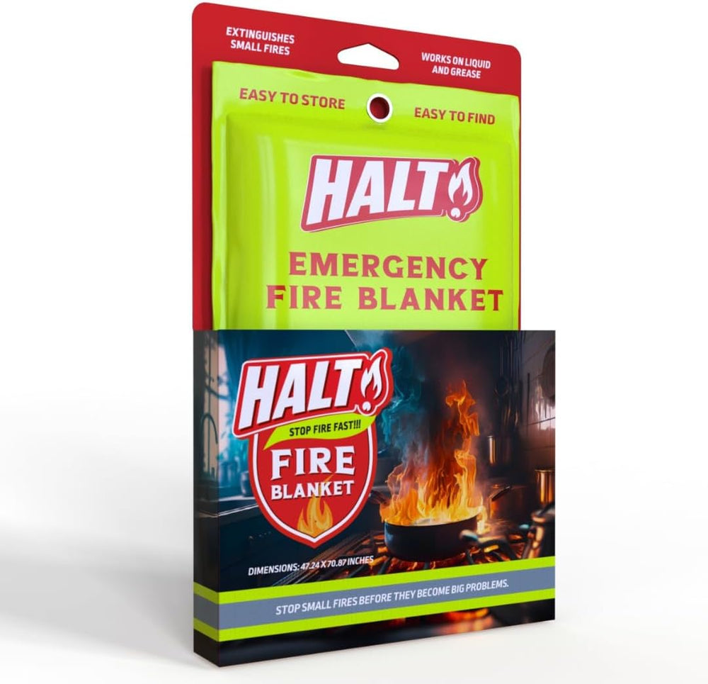 HALT! Emergency Fire Blanket - Rapid Fire Suppression for Home, Kitchen, Car ...