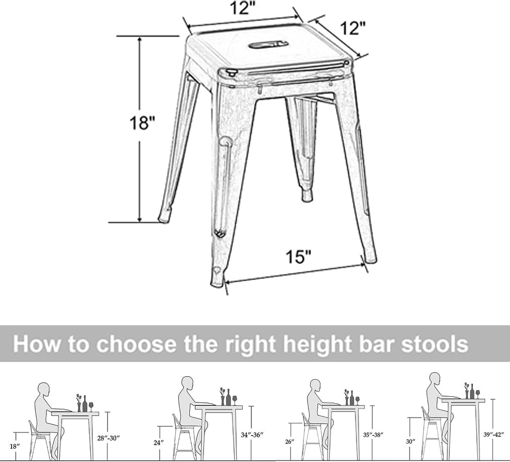 HAOBO Home 18" Metal Stools Set of 4, Classroom Stools for Indoor Outdoor