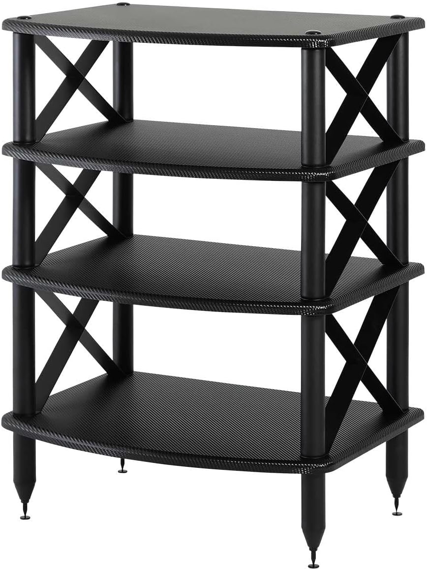 Pangea Audio Vulcan X Four Shelf Audio Rack Media Stand, and Components Cabin...