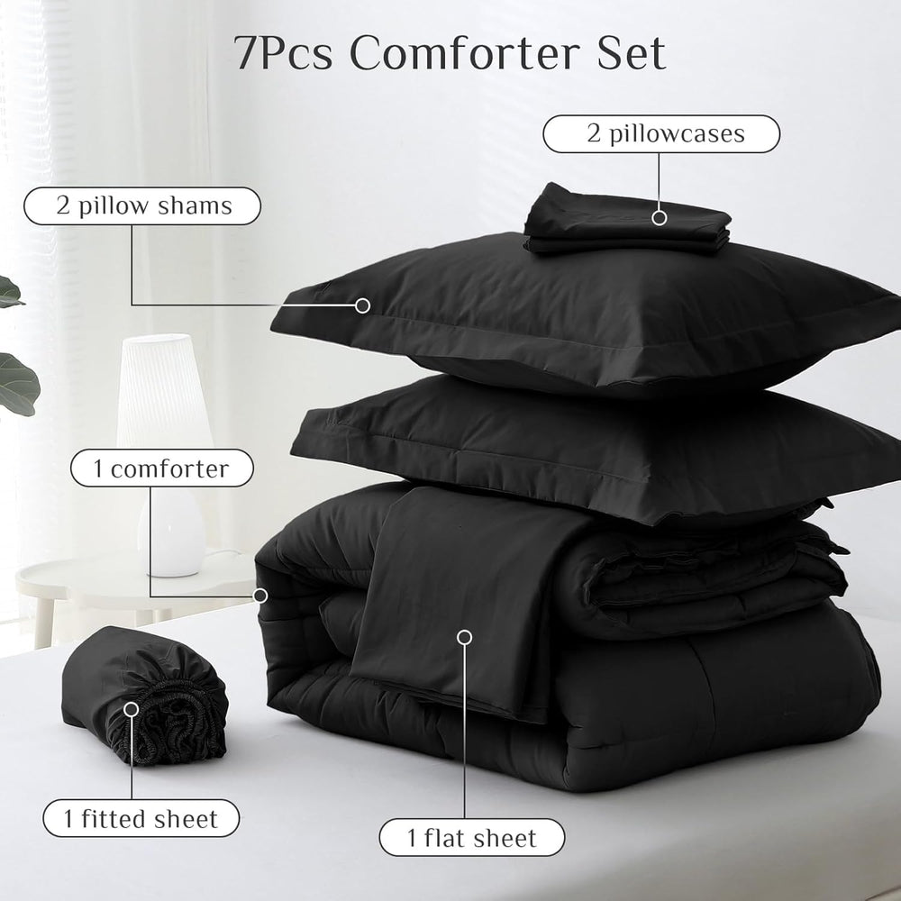 JOLLYVOGUE Full Comforter Set, Ultra-Soft Bed in a Bag Full Size 7 Pieces, Oe...