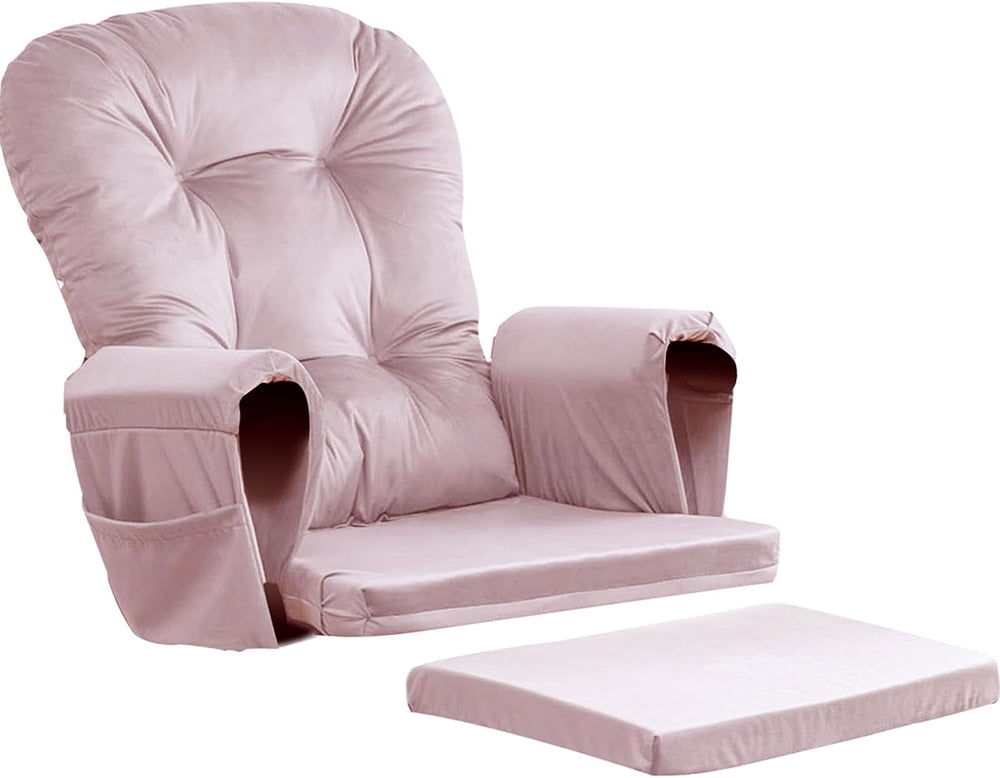 5PCS Velvet Glider Rocker Replacement Cushions, Light Pink