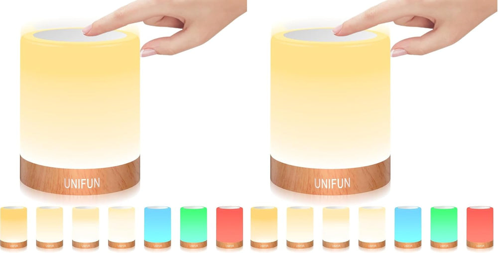 UNIFUN Bedside Touch Lamp Rechargeable Dimmable RGB LED Table Night Light (Pa...