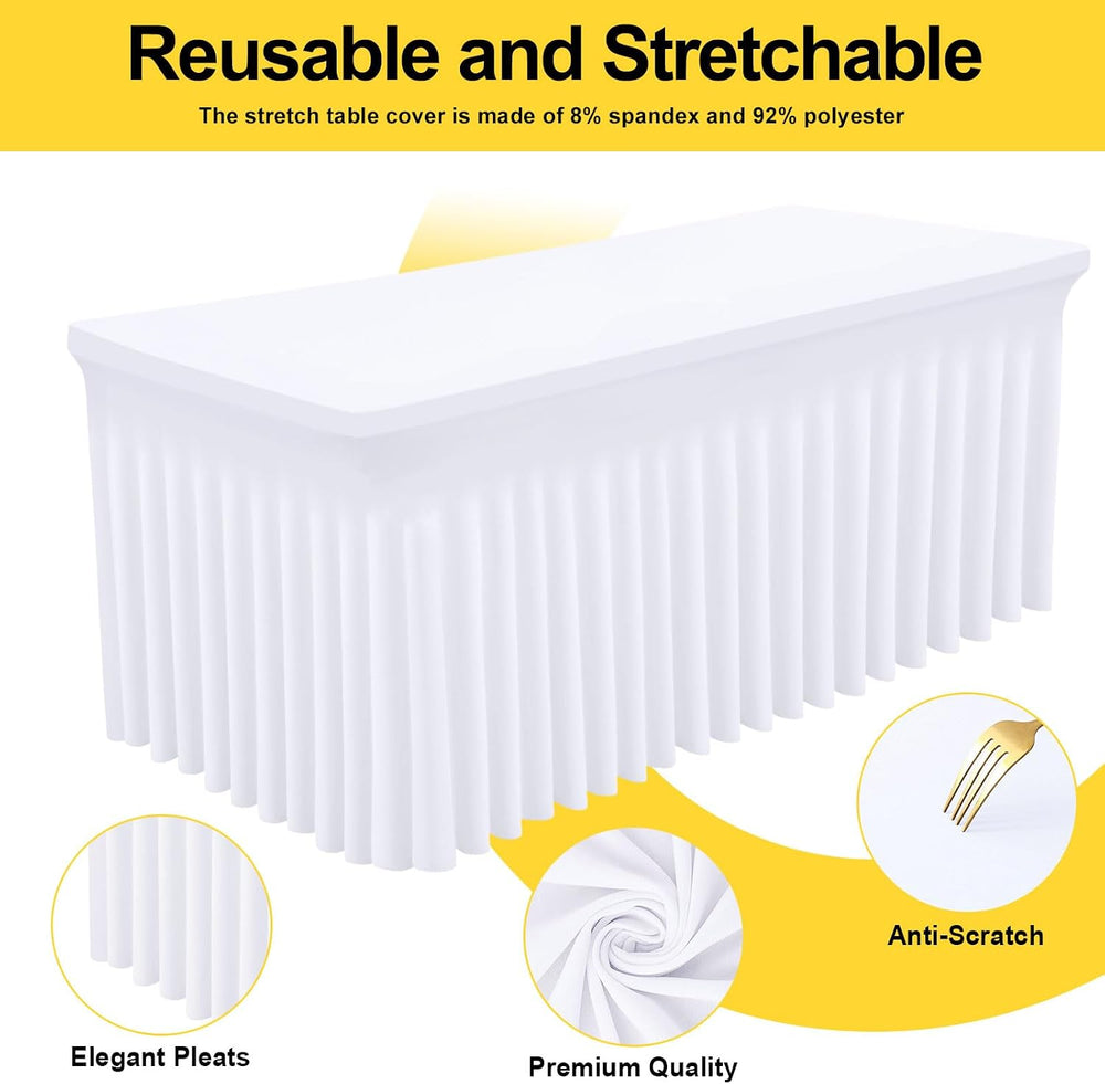 Smiry 2 Pack Spandex Elastic Fitted Table Cloth Skirt for 6FT Table