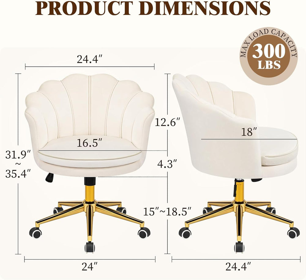 Furnicomfy Home Office Desk Vanity Chair with Back, Elegant Vanity Makeup Des...