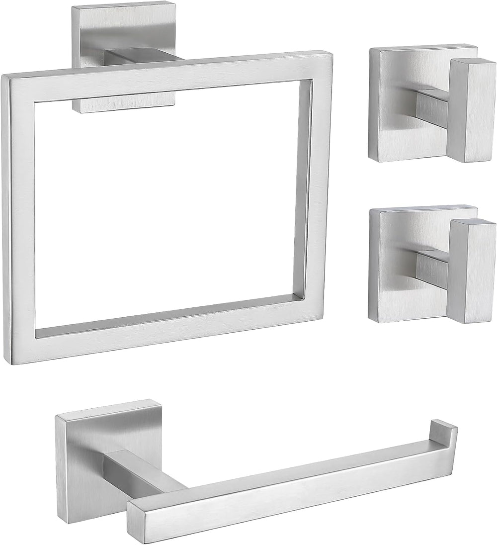 Brushed Nickel Bathroom Accessories, Toilet Paper Holder,Towel Ring & Hooks