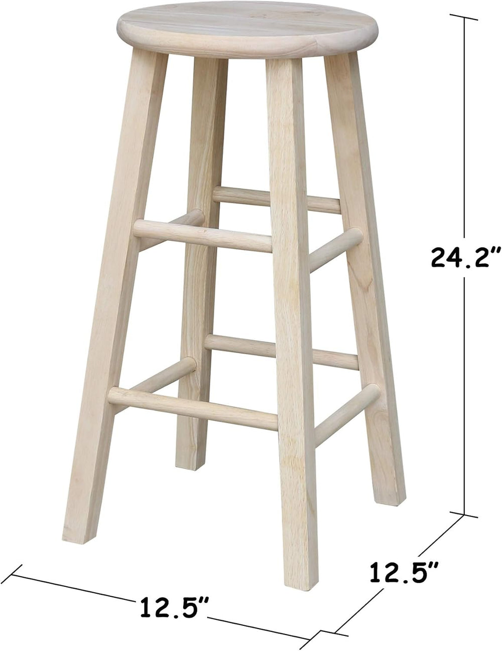 IC INTERNATIONAL CONCEPTS Solid Wood Round Top Stool, Unfinished