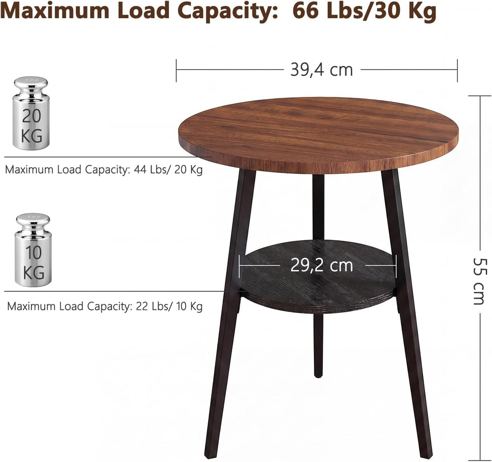 Small Round Side Table, End Tables Living Room, Walnut