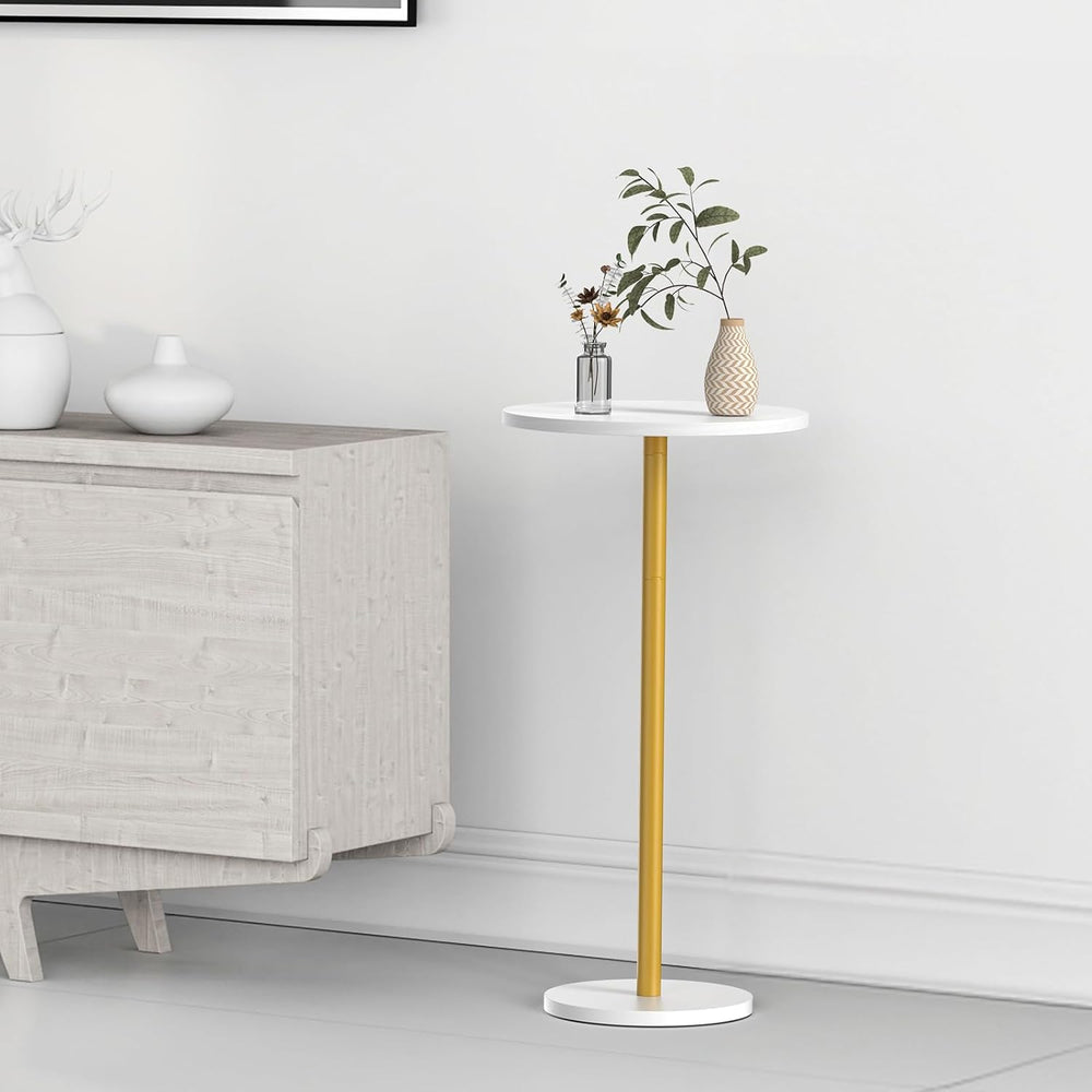 White Small Round Side Table Set of 2 Drink Tables
