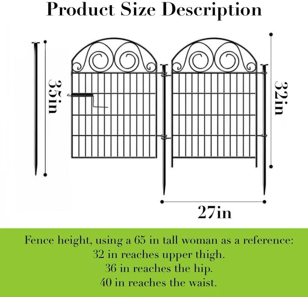 Getlay Tall Garden Fence Animal Barrier with Gate, 32 in(H) 16 Panels Garden ...