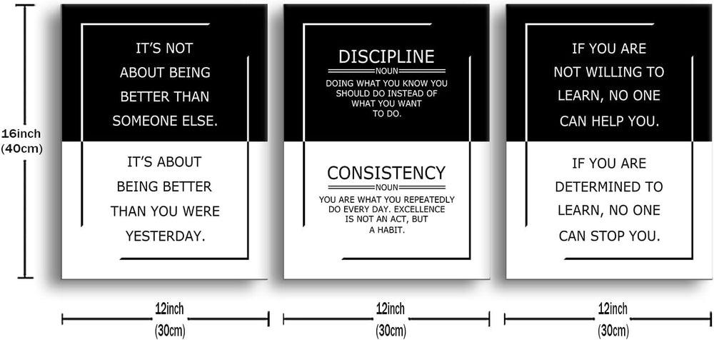 YSPCSUN Growth Discipline Learning 3 Piece Canvas Wall Art Office Decor