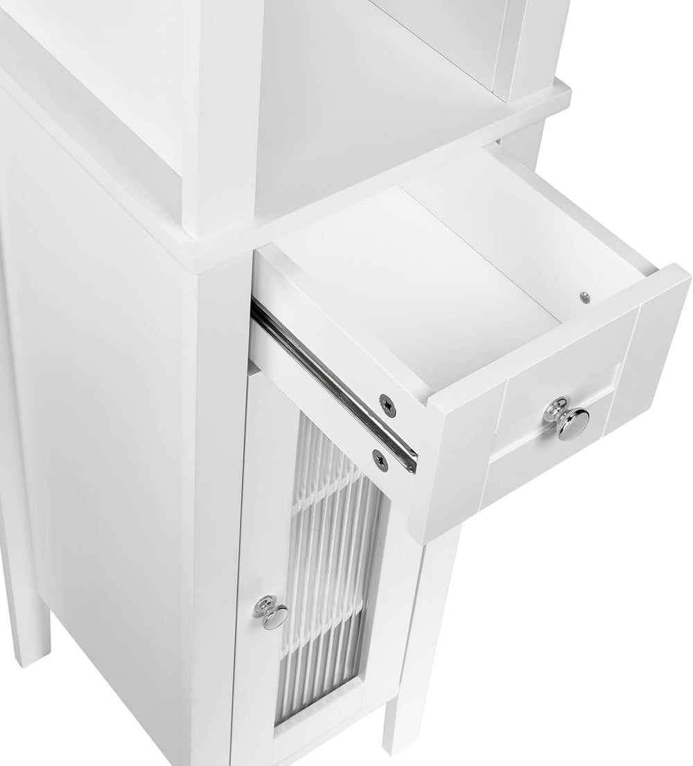 RiverRidge Prescott Tall Slim Bathroom Linen Storage Cabinet, White