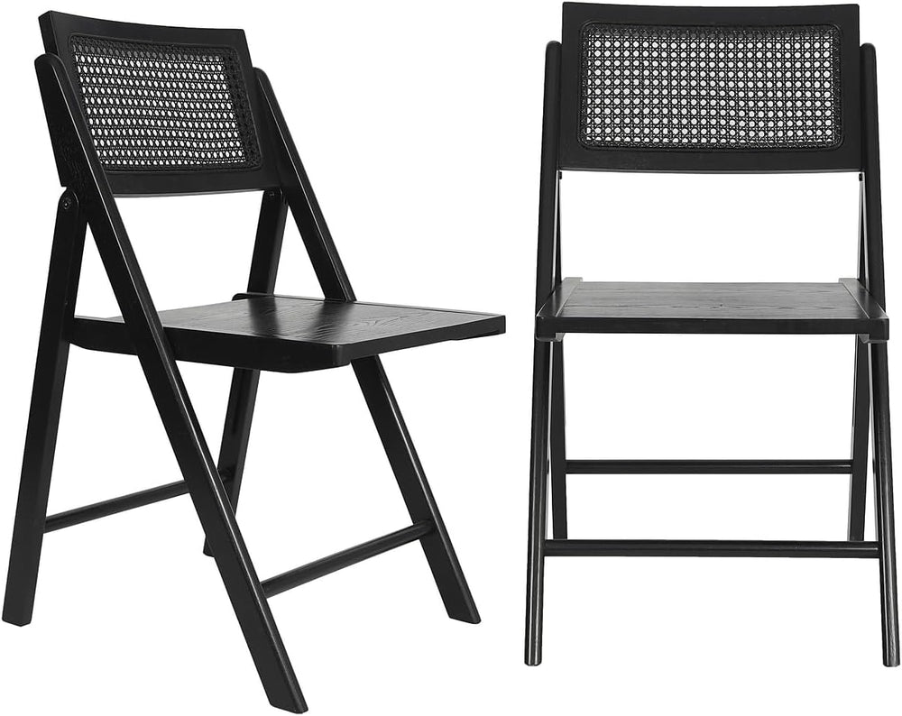 Flash Furniture Rattan Folding Chair, Natural/Black, 2-Pack