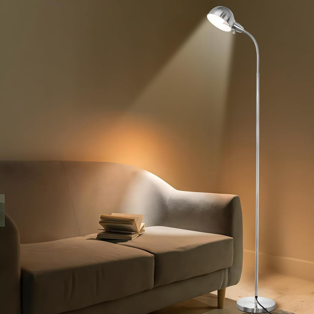 LALISU Modern Metal Reading Standing Floor Lamp with Rotatable Shade,Sliver