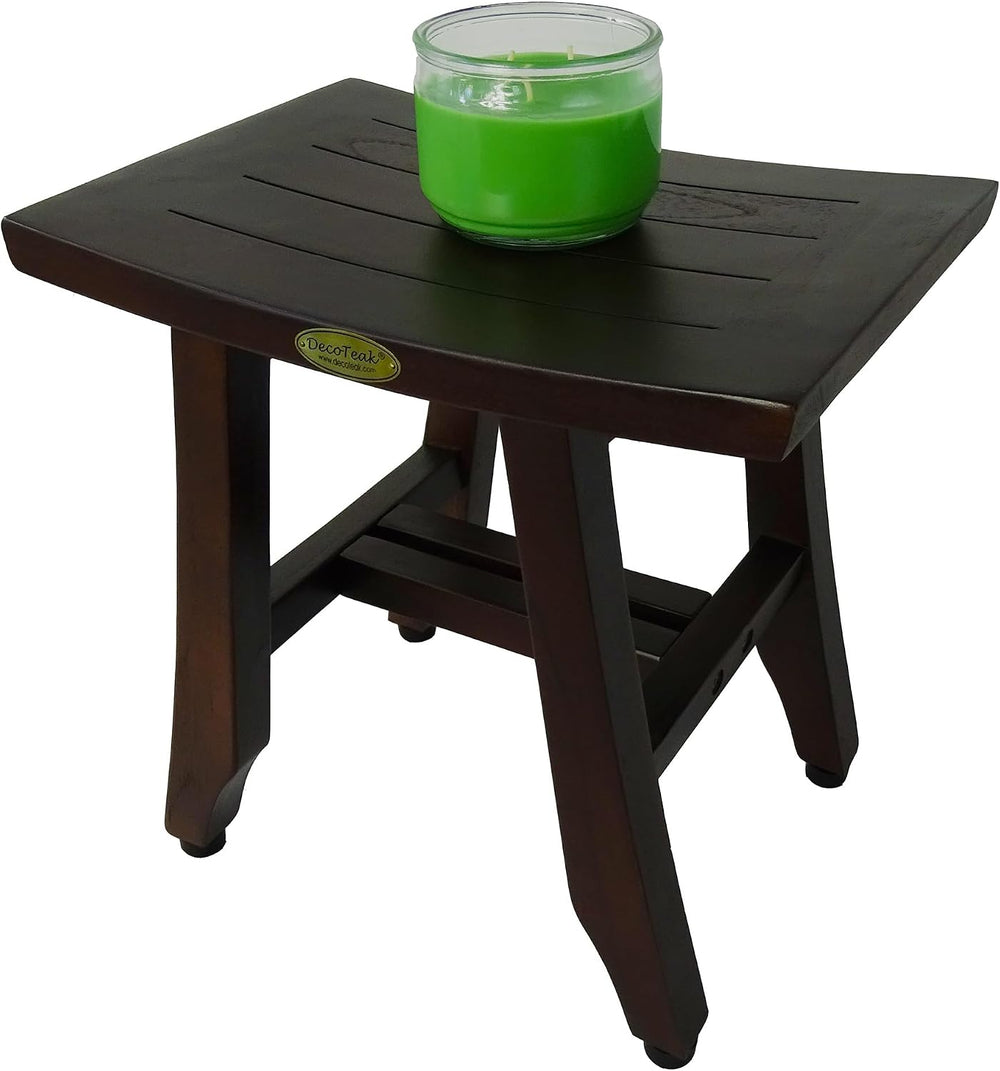 DecoTeak Satori 14" Teak Shower Shaving Foot Rest with Adjustable Feet