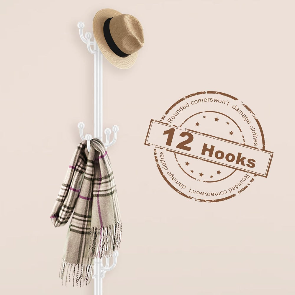 White Coat Rack Freestanding, Coat Rack Stand with Umbrella Holder