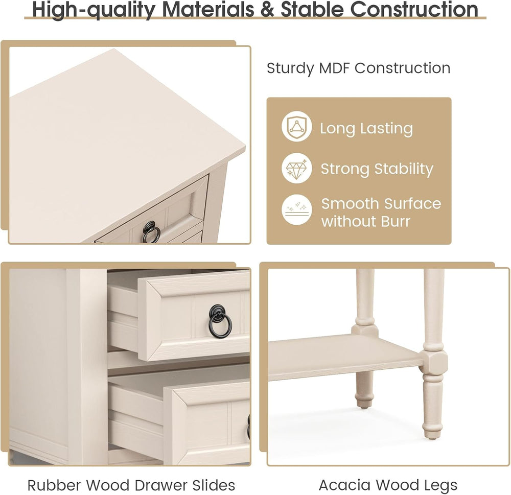 GIANTEX Rustic Small Console Table Entryway Table with Storage, Beige