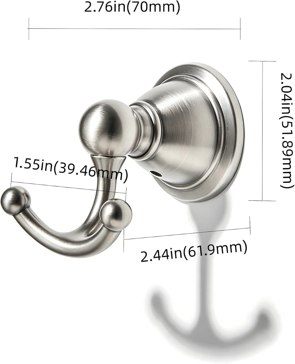 khtumeware 4 Pack 2-1/2 inch Brushed Nickel Vintage Towel Hooks