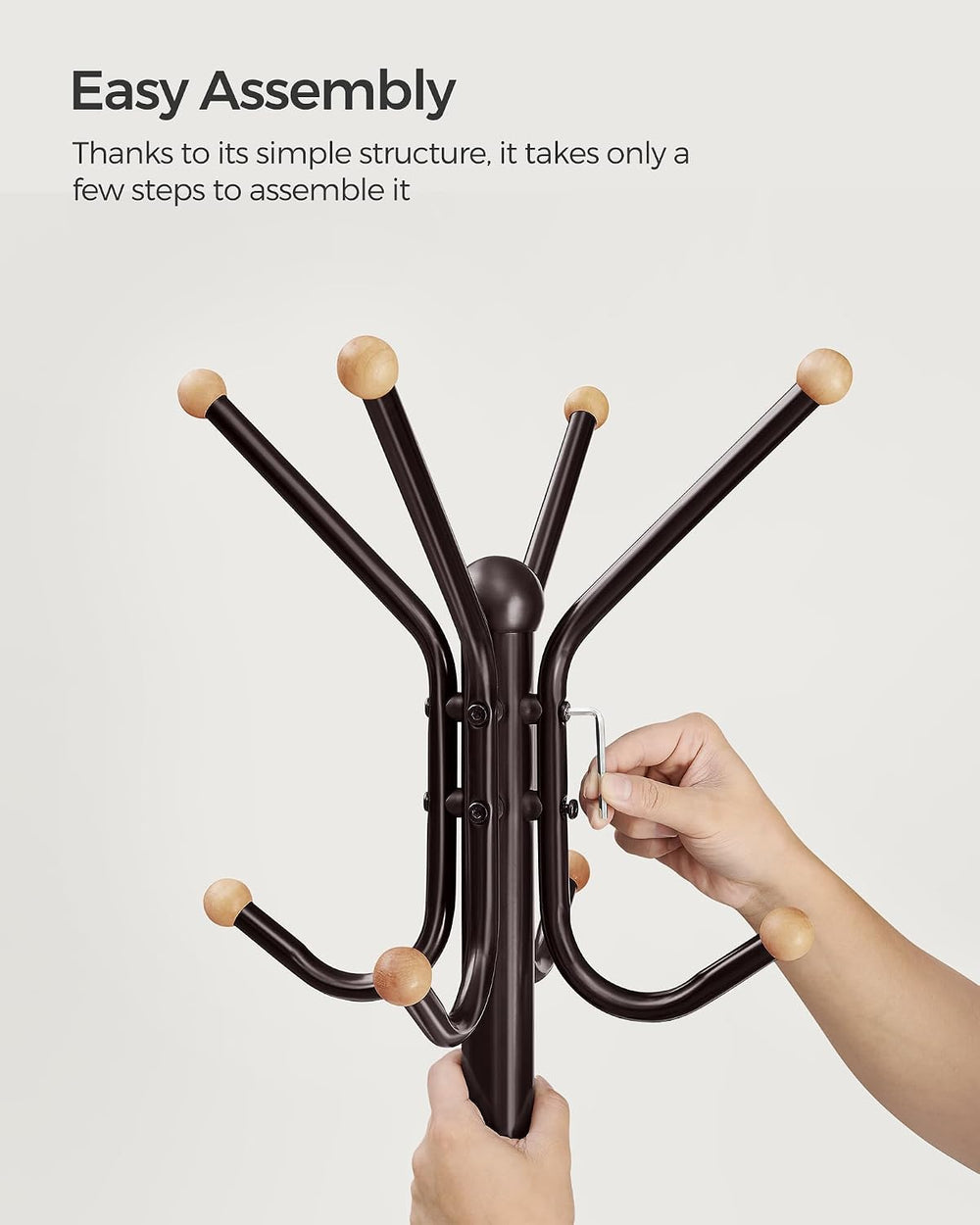 SONGMICS Coat Rack Freestanding, Metal Coat Rack Stand with 12 Hooks and 4 Le...