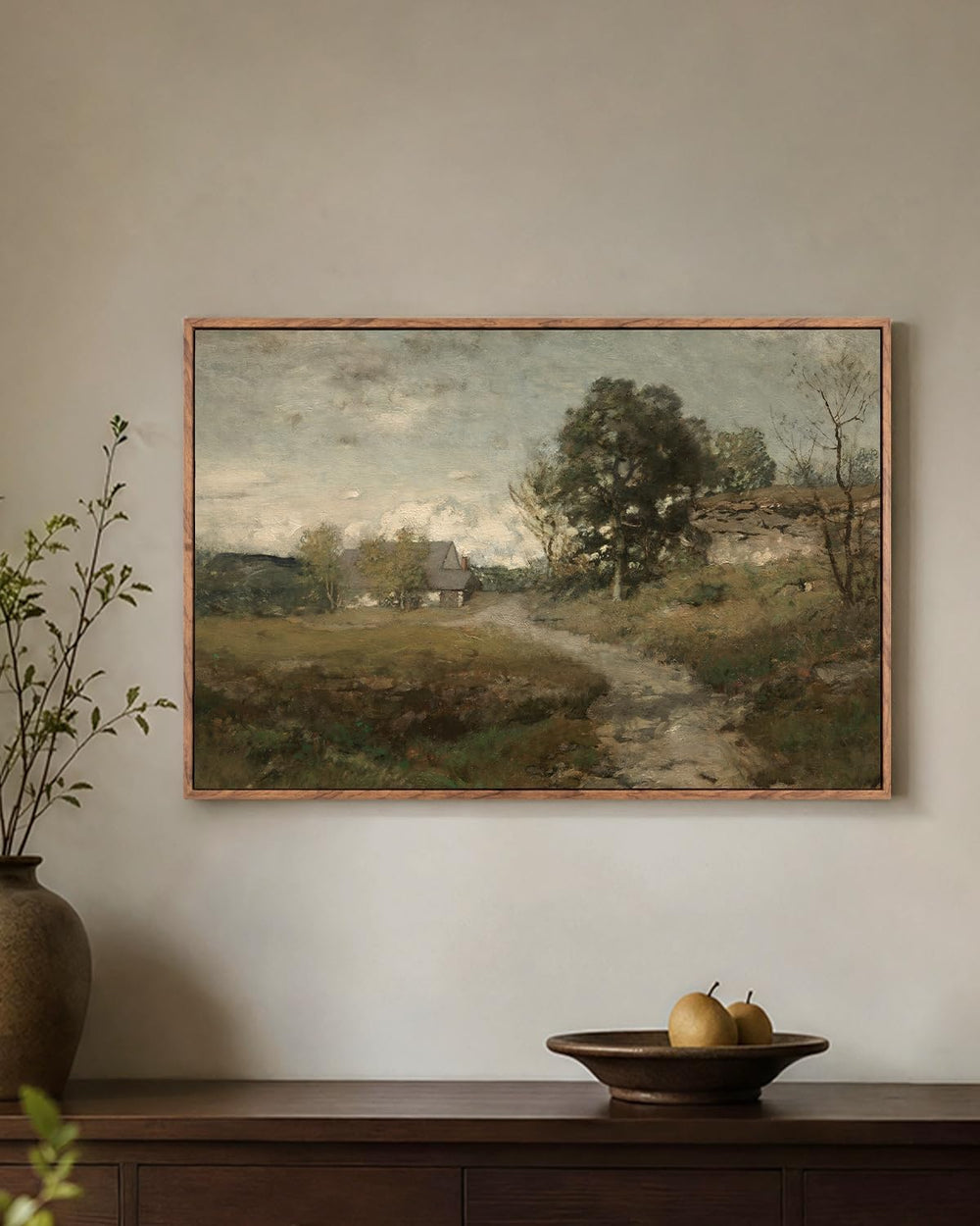 ElfLuna Framed Canvas, Vintage Rural Path Farmhouse Landscape Print