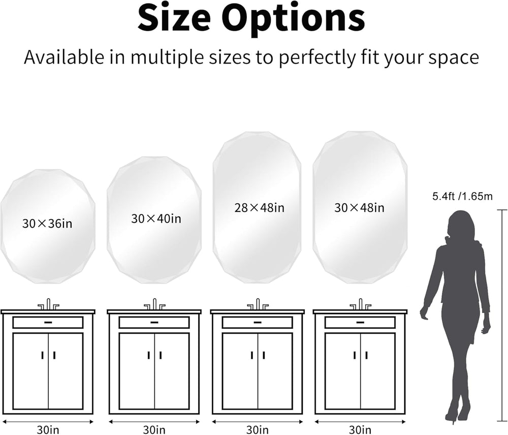 GLASHOM Frameless Mirrors for Bathroom 30x40 inch