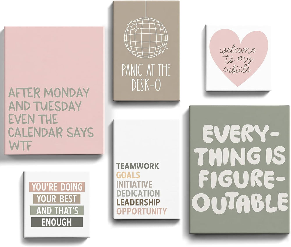 HAWONE Funny Office Wall Art Set of 6 Motivational Teamwork Quote Print Poste...