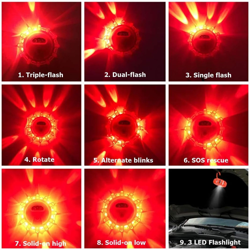 Ecoangel USB-C Rechargeable LED Road Flares Emergency Lights