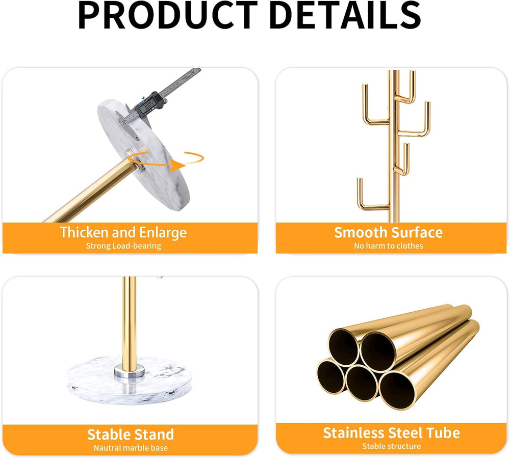 ZOZOE Metal Modern Coat Racks, Cactus Coat Rack Freestanding with Natural Mar...