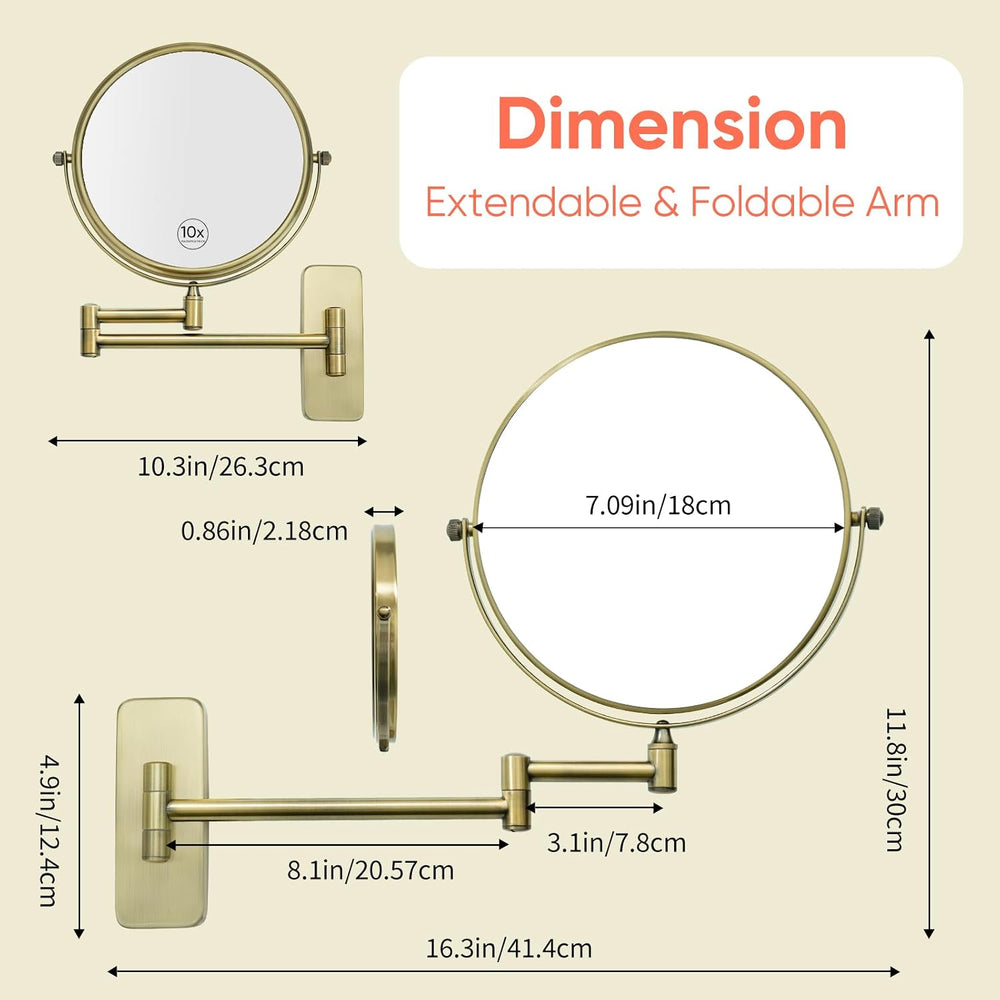 GURUN 8-Inch Double-Sided Wall Mount Makeup Mirrors with 10x Magnification Ba...