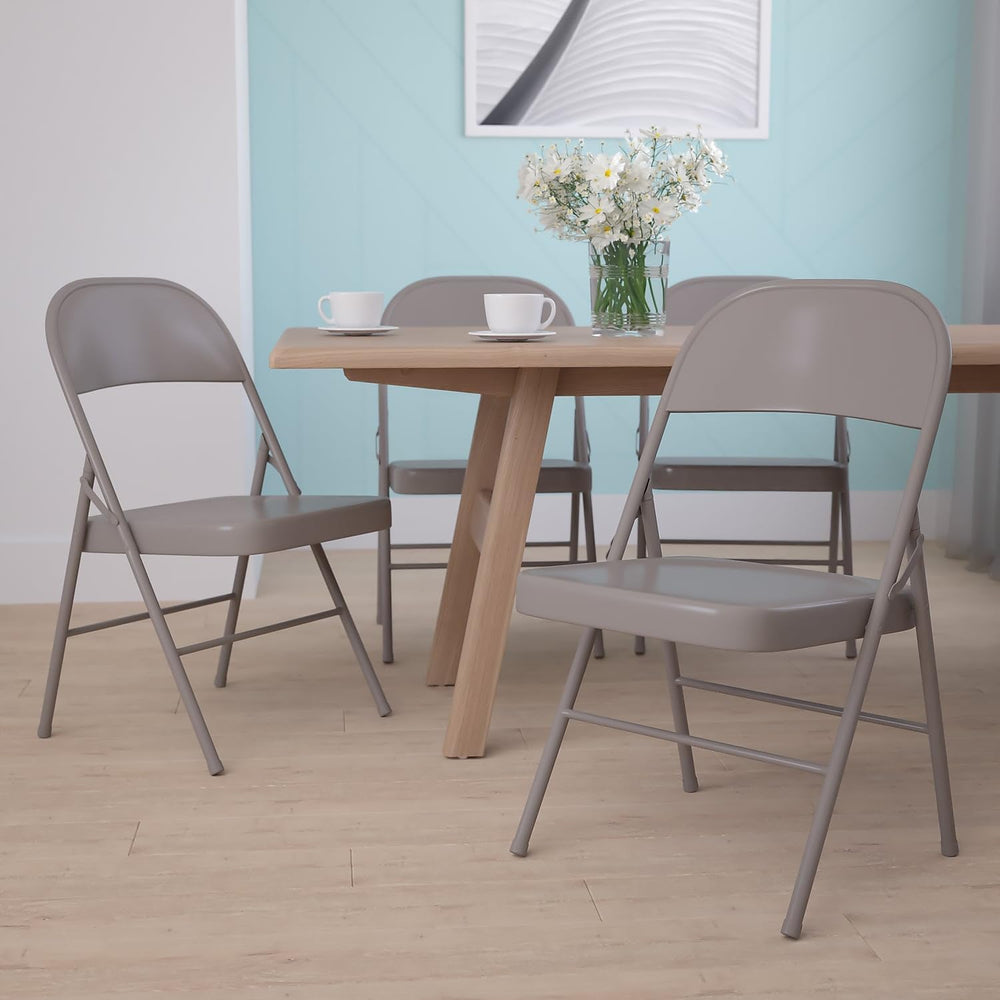 Flash Furniture HERCULES Series Double Braced Beige Metal Folding Chair