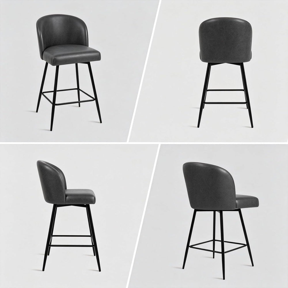 Counter Height Bar Stools Set of 3, 360° Swivel Upholstered Barstools with Ba...
