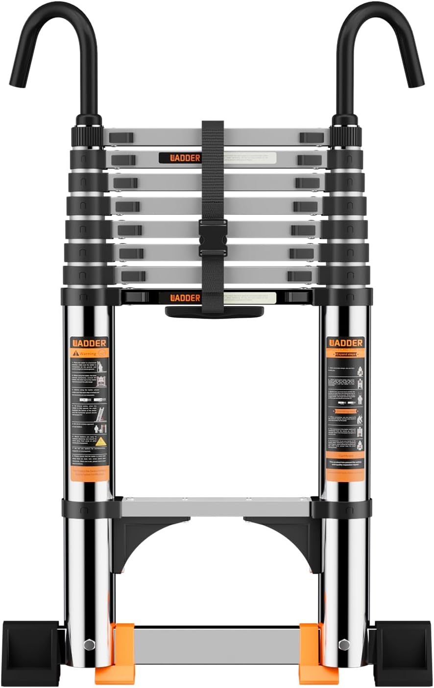 Telescoping Ladder,12.5 FT Extension Ladder, Heavy Duty 330lbs Max Capacity