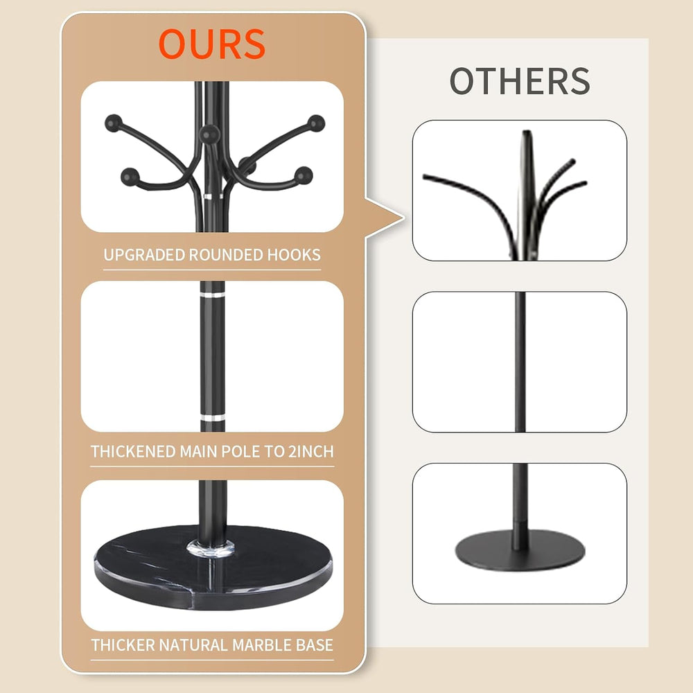 Metal Coat Rack Stand, Modern Freestanding Coat Rack with Natural Marble Base...