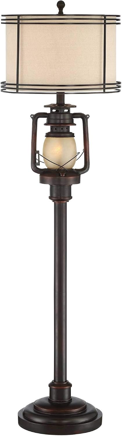 Regency Hill Henson 63" Tall Rustic Lantern Floor Lamp with Night Light