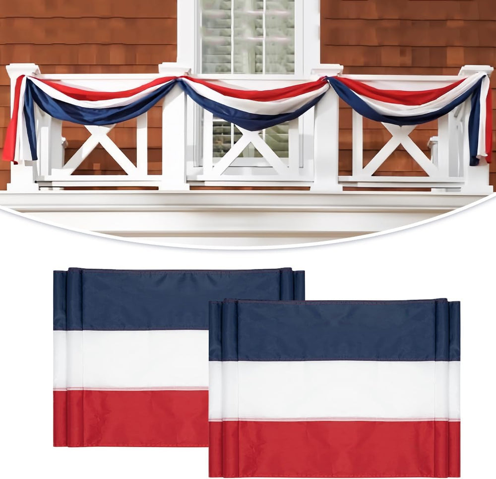 2Pack American Bunting Flag 2x20Ft Red,White & Blue Bunting USA Patriotic...