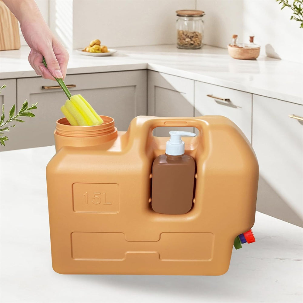 4 Gallon Water Container with Spigot, Portable Water Jug with Hand Sanitizer ...