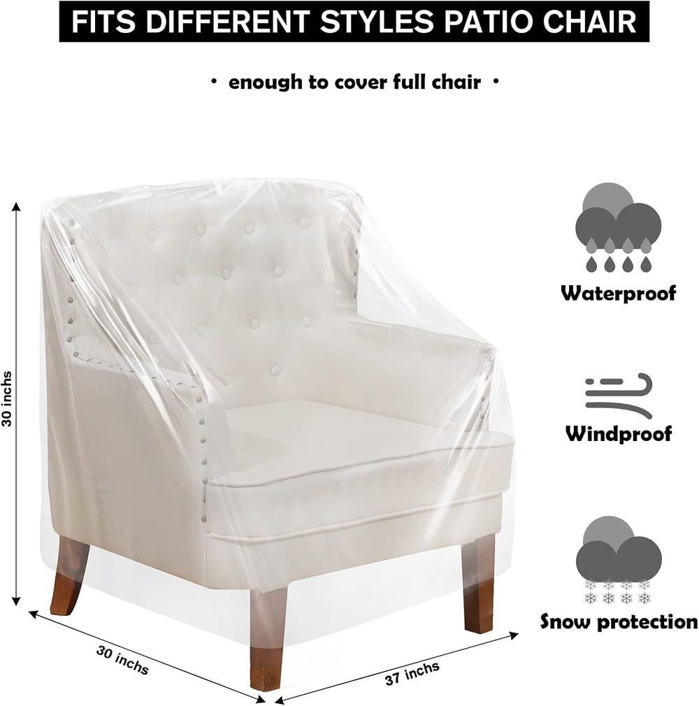 Tudomro 8 Pcs Outdoor Clear Plastic Chair Covers Waterproof Dust Proof