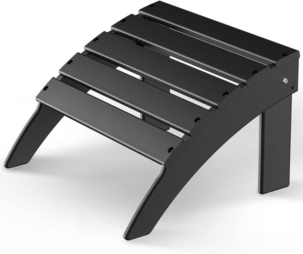 GREENVINES Adirondack Ottoman, HDPE Plastic, Black