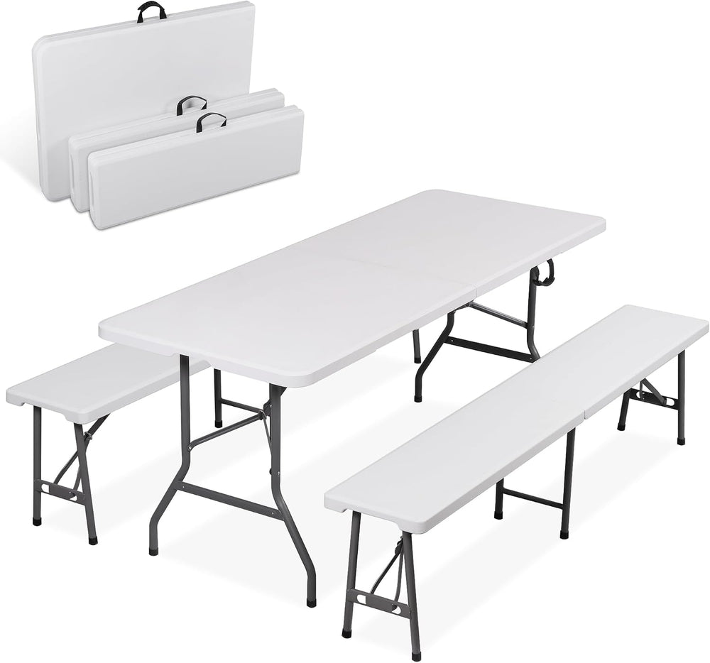 ZENY 6 Feet Picnic Table Set with 2 Benches