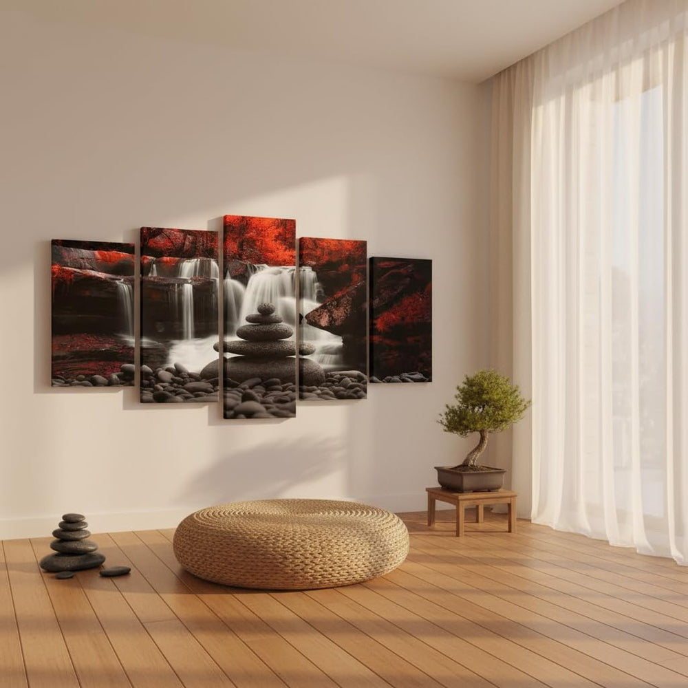 Conipit Black White Red Landscape Print Artwork for Living Room Red Tree Canv...