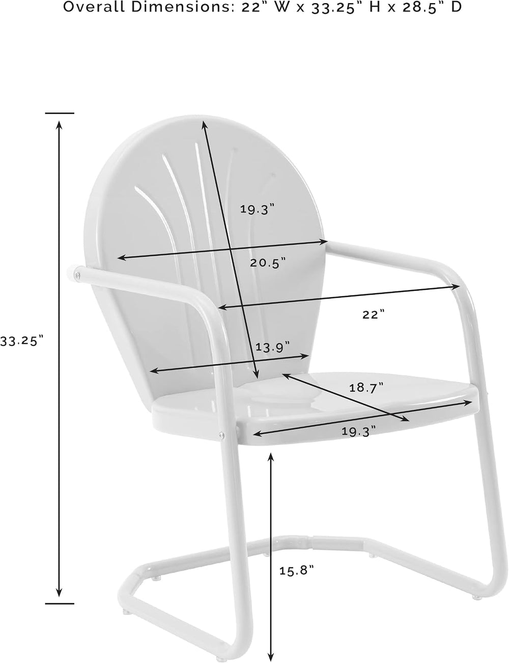 Crosley Furniture Griffith Outdoor Chair, Retro Metal Patio Chairs for Dining...