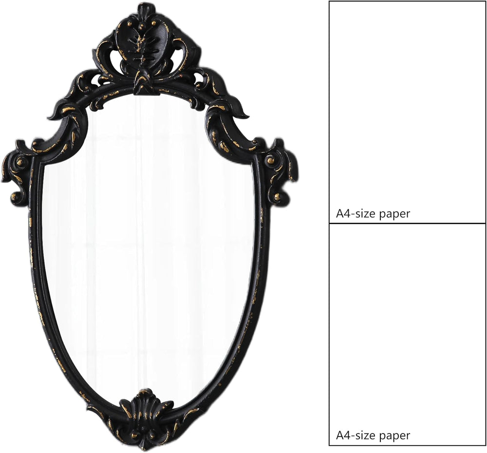 Vintage Black Wall Mirrors 16 x 24 inch, Distressed Finish Golden