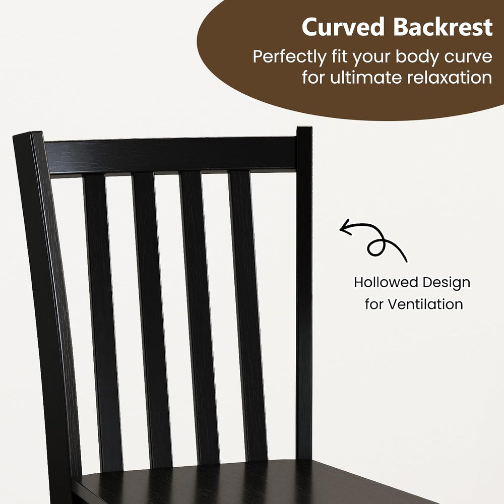 GIANTEX Black Dining Chairs Set of 4, Solid Rubber Wood Kitchen Chairs