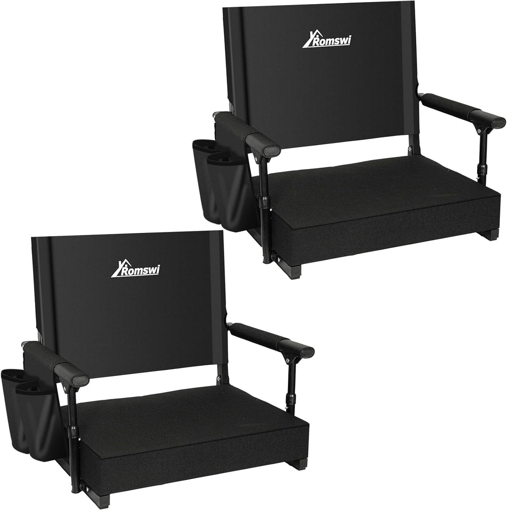 Romswi 2-Pack 2.8" Thick Stadium Seats with Back Support & Armrests,...