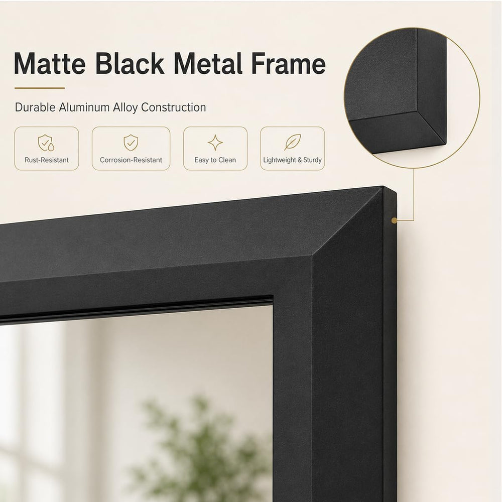 SMIROR 36x30 Matte Black Bathroom Vanity Mirror for Over Sink