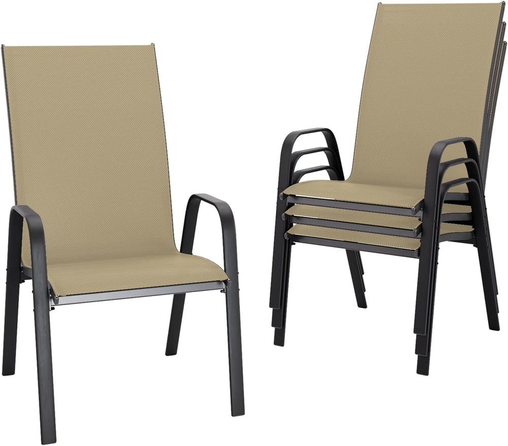 Patio Chairs Set of 4, Outdoor Dining Chairs, Beige